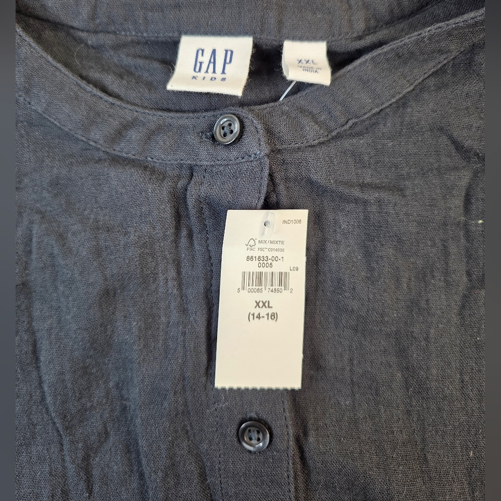 GAP Kids 14/16 Charcoal Black Button-Up Dress - Picture 3 of 3